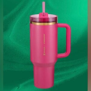 NWT Starbucks Stanley Holiday 40 OZ Berry Pink Glitter Stanley Tumbler NEW TAGS